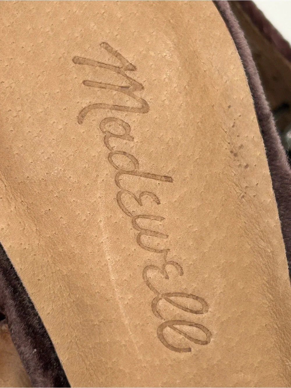 Madewell Deep Plum Velvet Crisscross Platform Sandals